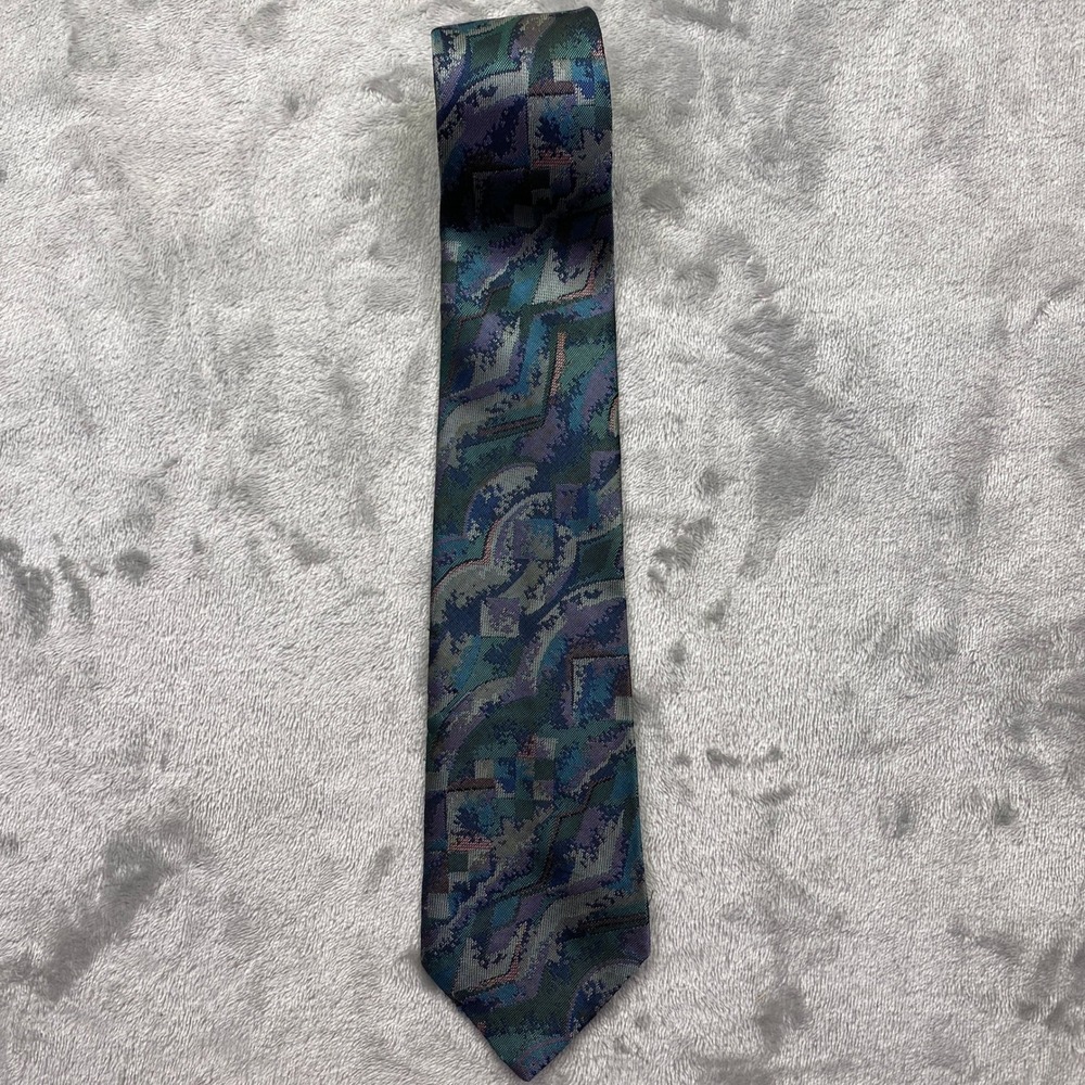 VTG Roland Geometric Abstract Pattern Silk Blend Necktie Made in West Germany